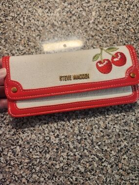 Steve Madden Red Trim Cherry Canvas Wallet